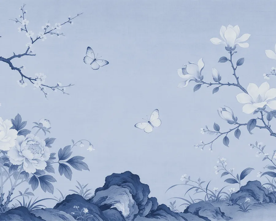 Celadon Garden in indigo