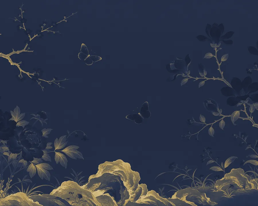 Celadon Garden in midnight gold